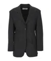 Filippa K Black Pinstripe Jacket In Animal Print