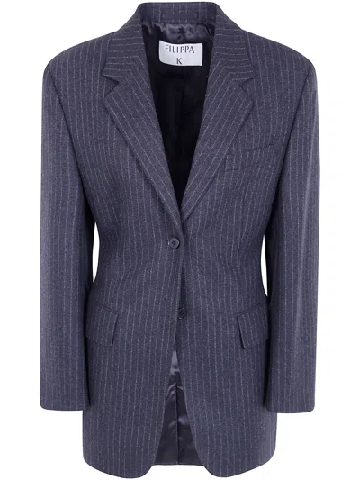 Filippa K Jacket Flannel Blazer "hourglass Pinstripe" In Gray