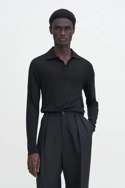 Filippa K Jersey Polo Shirt In Black