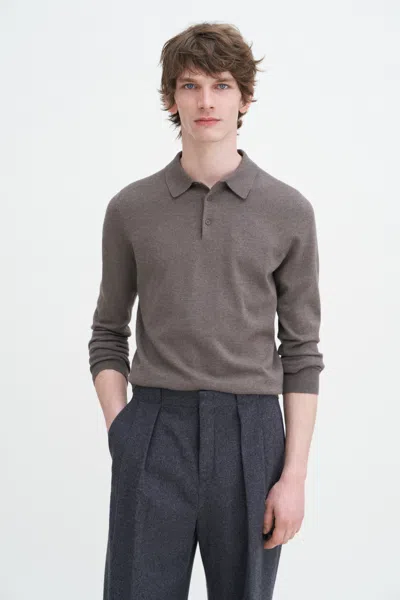 Filippa K Knitted Polo Shirt In Gray
