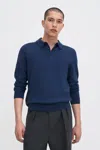 Filippa K Knitted Polo Shirt In Blue