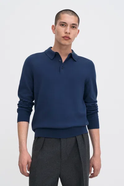 Filippa K Knitted Polo Shirt In Blue