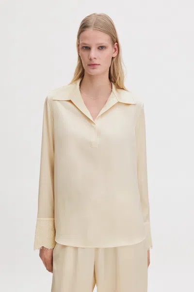 Filippa K Lace Cuff Detail Blouse In Yellow