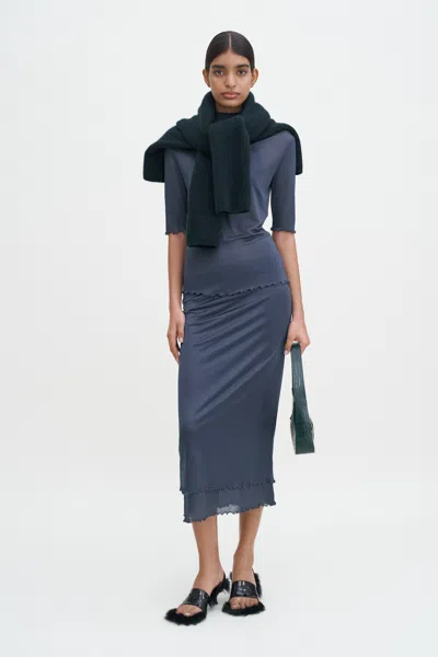 Filippa K Layered Frill Crepe Skirt In Blue