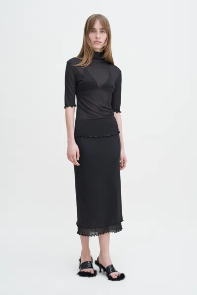 Filippa K Layered Frill Crepe Skirt In Black
