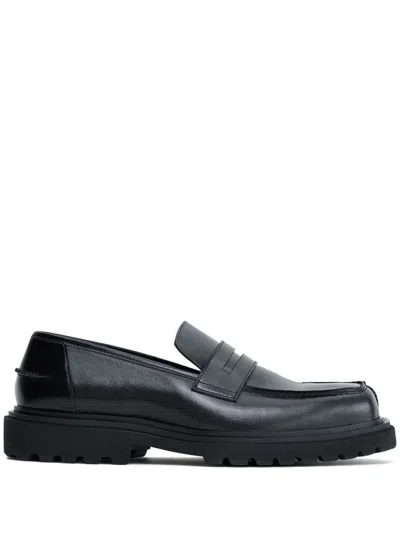 Filippa K Leather Penny Loafers In 黑色