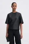 Filippa K Leather Tee In Black
