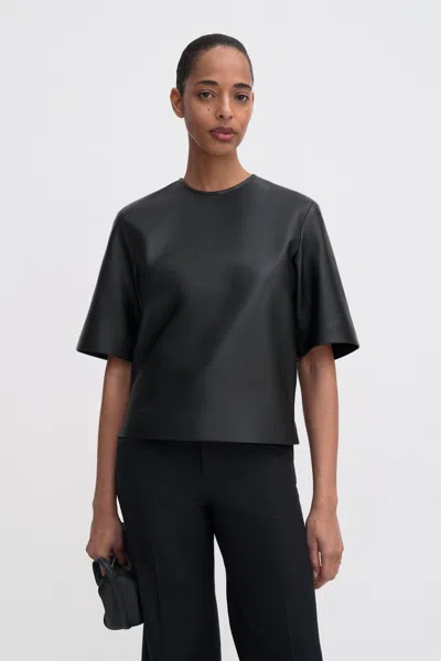 Filippa K Leather Tee In Black