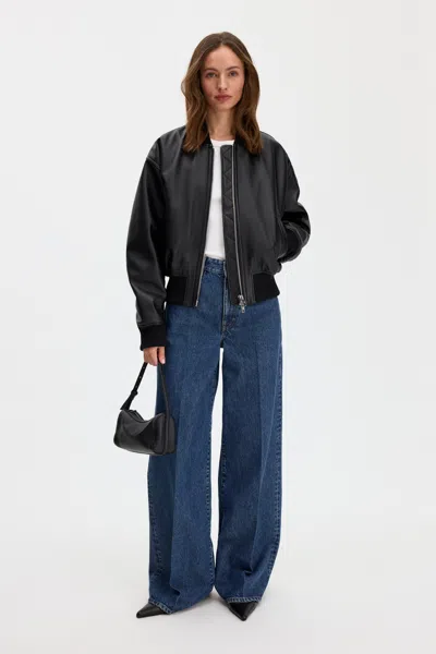 Filippa K Leather Zip Jacket In Black