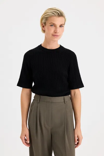 Filippa K Light Braid Knitted Tee In Black