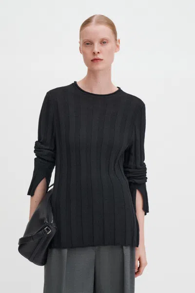Filippa K Linen Rib Sweater In Black