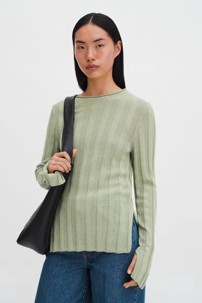 Filippa K Linen Rib Sweater In Green