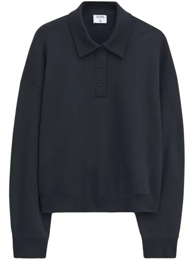 Filippa K Long Sleeves Polo Shirt In Black