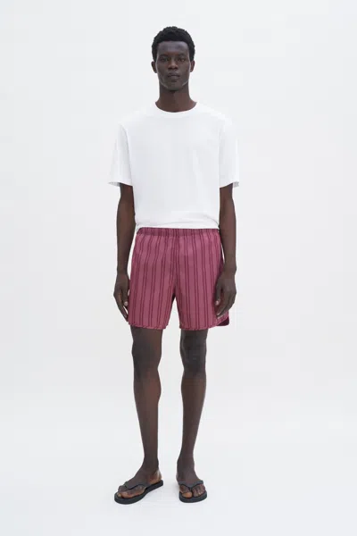 Filippa K Long Striped Swim Shorts In Pink