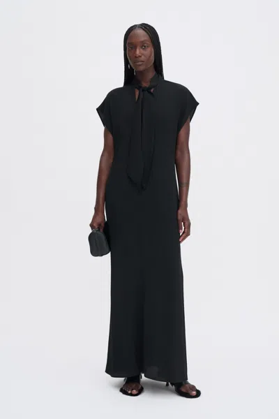 Filippa K Long Tie-neck Dress In Black