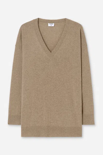 Filippa K Long V-neck Cashmere Sweater In Brown