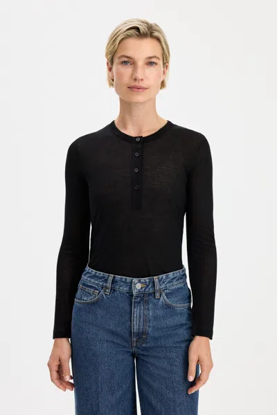 Filippa K Lyocell Cashmere Henley In Black