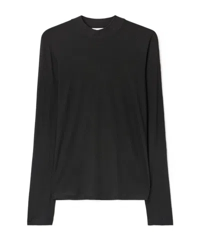 Filippa K Lyocell Cashmere Mock Neck Top In Black