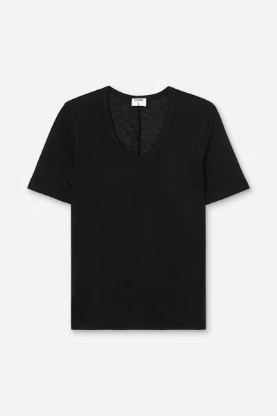 Filippa K Lyocell Cashmere Scoop Neck Tee In Black