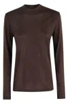Filippa K Lyoncell Cashmere Mock Neck Top In Burgundy