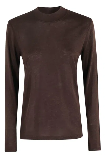 Filippa K Lyoncell Cashmere Mock Neck Top In Burgundy