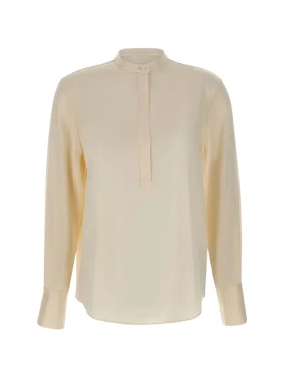 Filippa K Mandarin-collar Half-button Blouse In Neutral