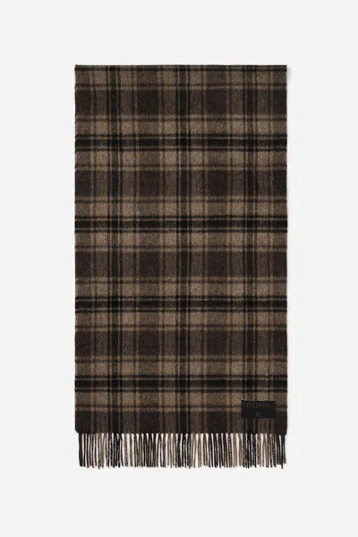 Filippa K Merino Check Scarf In Black,brown Check