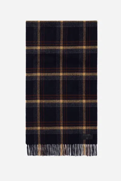 Filippa K Merino Check Scarf In Brown Check