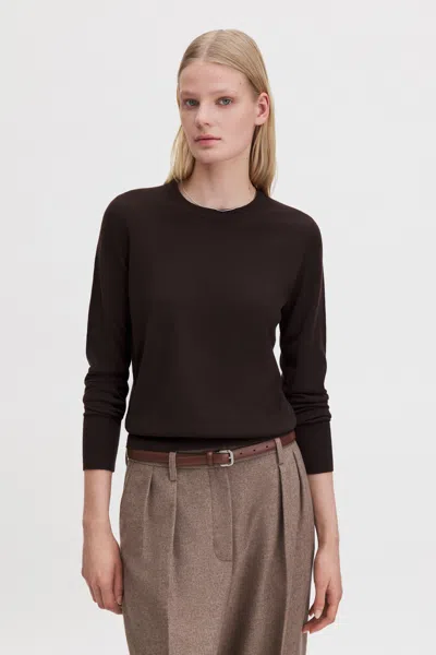 Filippa K Merino R-neck Sweater In Brown