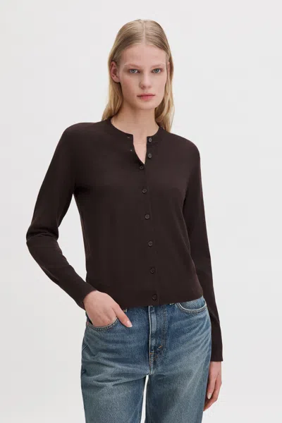 Filippa K Merino Short Cardigan In Brown