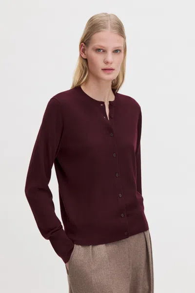 Filippa K Merino Short Cardigan In Burgundy