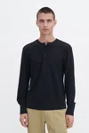 Filippa K Mesh Knit Henley In Black