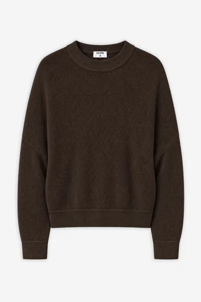 Filippa K Mesh Knit Sweater In Dark Chocolate