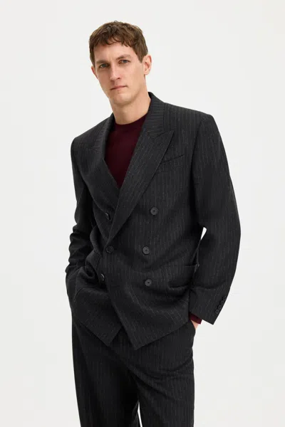 Filippa K Michael Flannel Blazer In Anthracite Pinstripe
