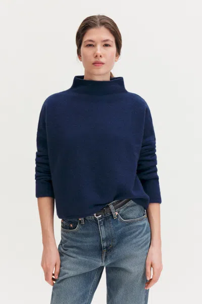 Filippa K - Mika Yak Funnelneck Sweater - Dame - Deep Blue - Xs - Oversized