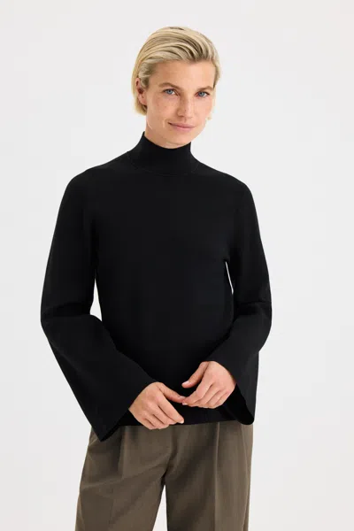 Filippa K Milano Knit Mock Neck Top In Black