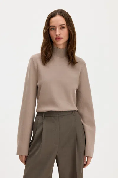 Filippa K - Milano Knit Mock Neck Top - Dame - Taupe Beige - Xs - Regular Fit In Neutral