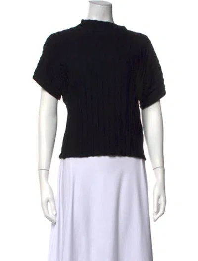 Pre-owned Filippa K Mock Neck Short Sleeve Top In Black