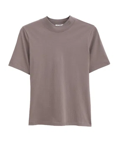 Filippa K Mock Neck Tee In Brown