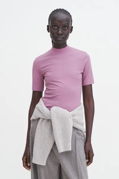 Filippa K Mock Neck Tee In Pink