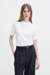 Filippa K Ribbed-knit Mock Neck Top In White