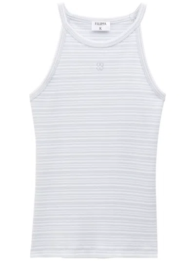 Filippa K Monogram Embroidered Halterneck Tank Top In Grey