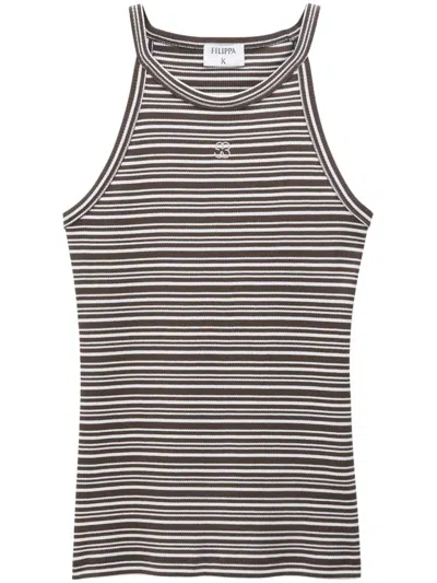 FILIPPA K MONOGRAM-EMBROIDERED STRIPED ORGANIC COTTON TANK TOP