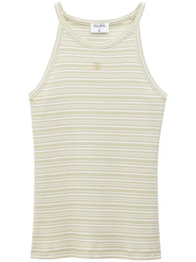 Filippa K Striped Cotton Tank Top In White
