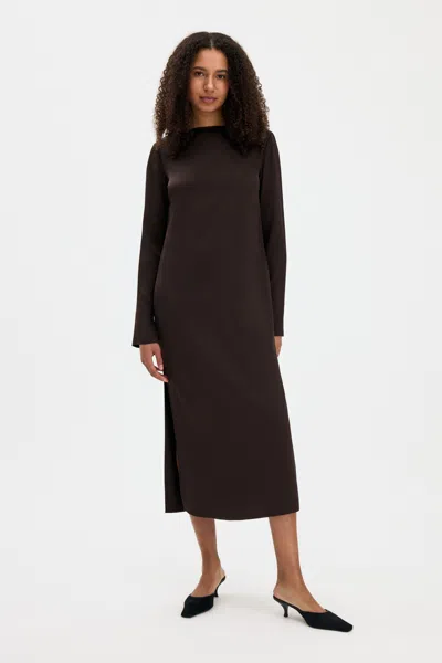 Filippa K Naia Boatneck Dress In Brown