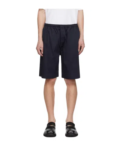Filippa K Navy Elasticized Shorts In Black