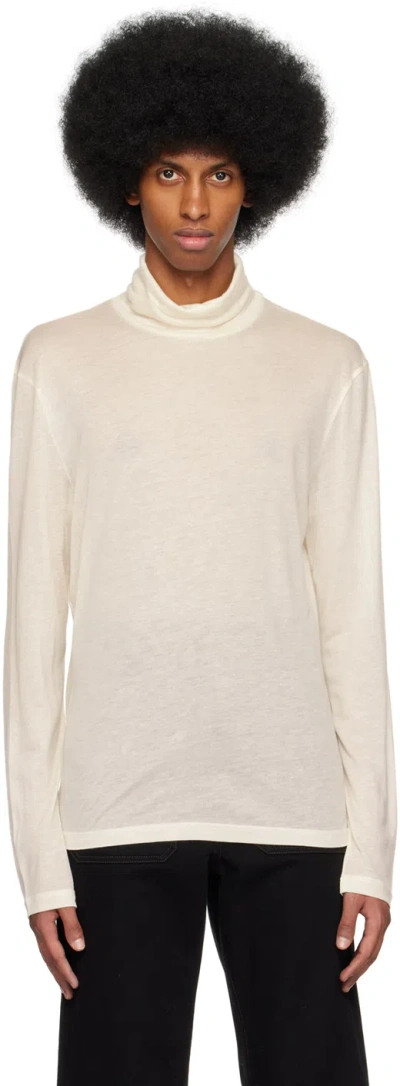 Filippa K Off-white Semi-sheer Turtleneck In White Chalk