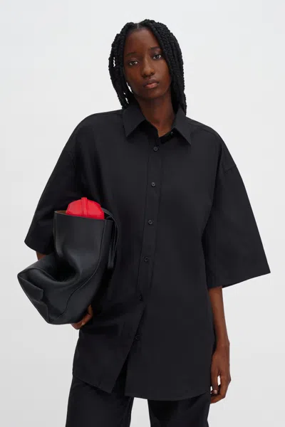 Filippa K Oversized Short Sleeve Shirt In Black