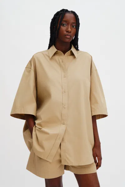 Filippa K Oversized Short Sleeve Shirt In Brown