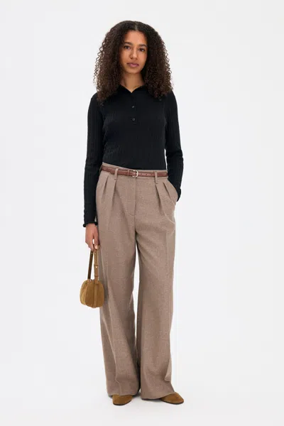 Filippa K Paloma Flannel Trousers In Brown